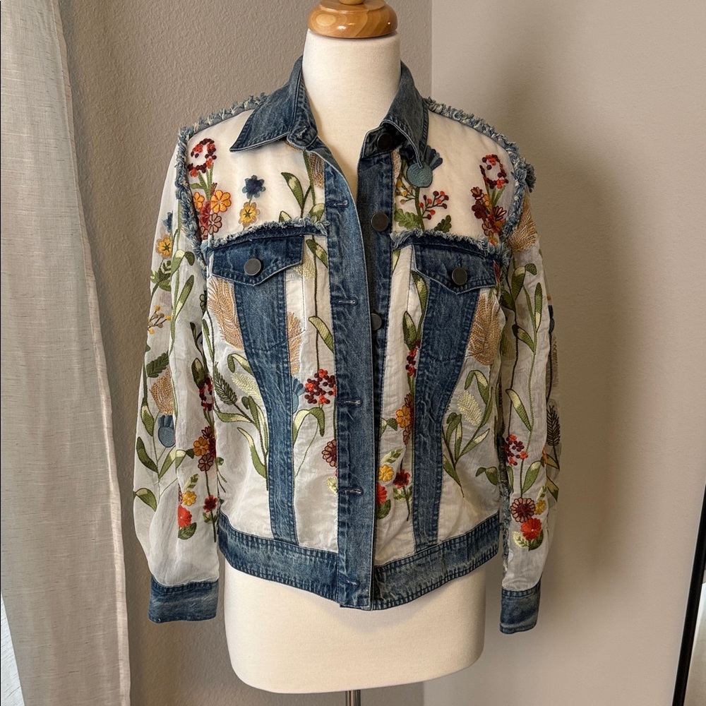 Floral Embroidered Denim Jacket
